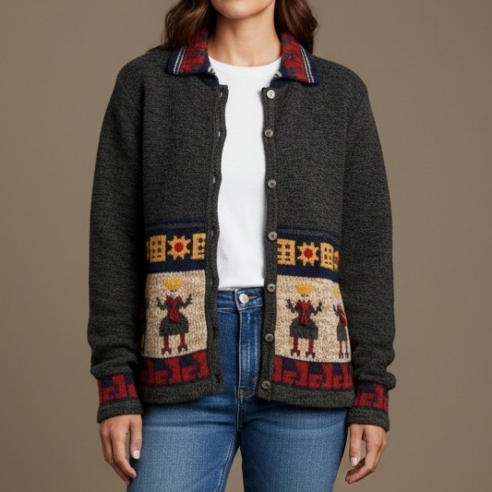 TELLURIDE CLOTHING Nordic Western Cardigan Button Down Mountain Girl Sweater